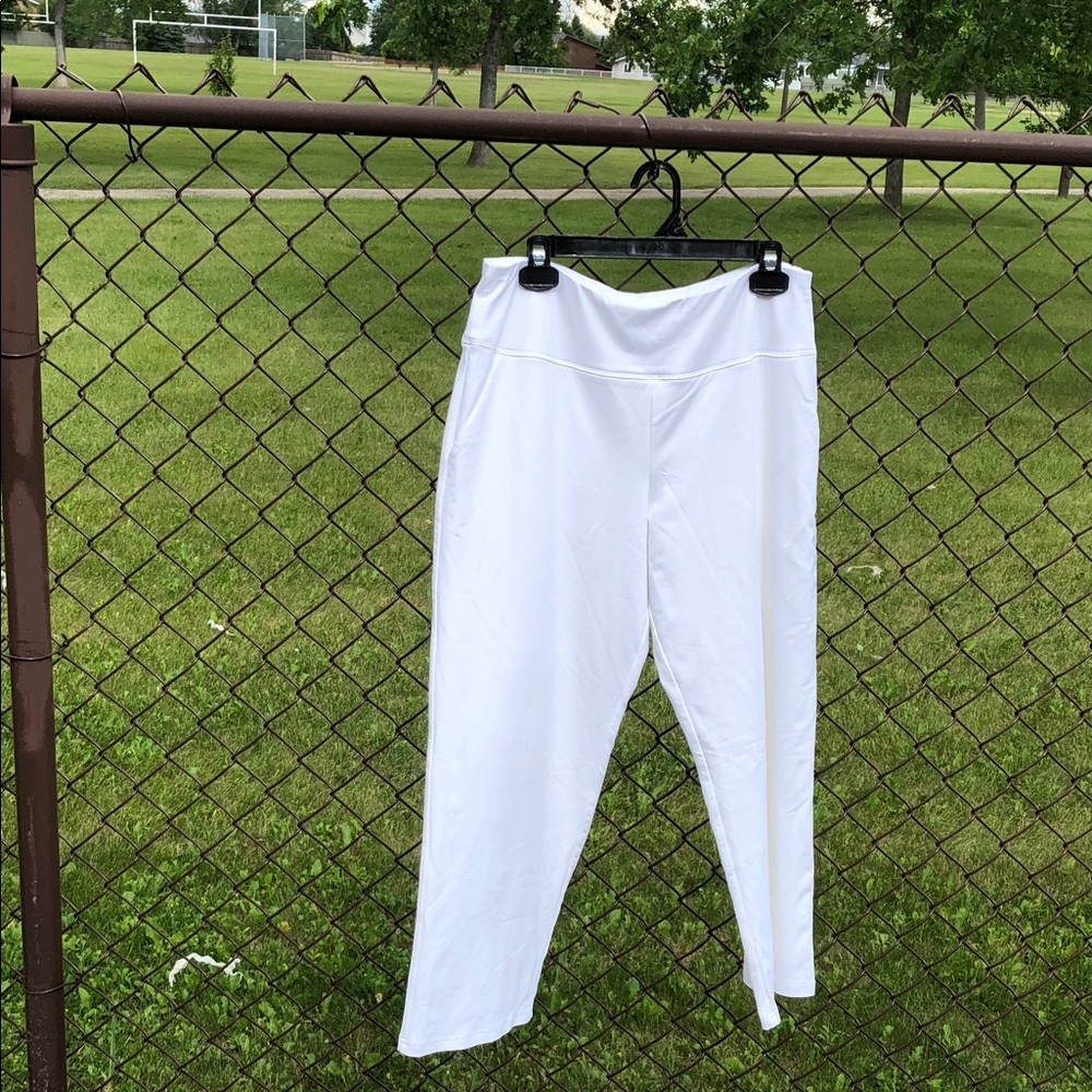 SYMPLI White Straight Leg Crop Pant Size 14 Pockets Nylon & Spandex #1240
